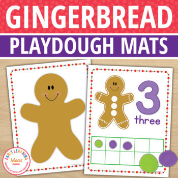 Preview of Christmas Gingerbread Man Playdough Mats - Math, Counting, Fine Motor Activities