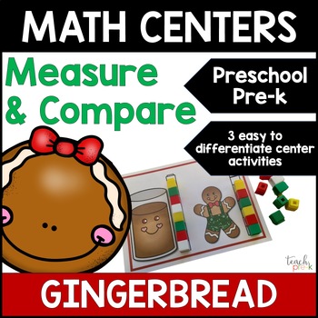 Preview of Gingerbread Math Activities for Preschool & PreK - Measurement Math Centers