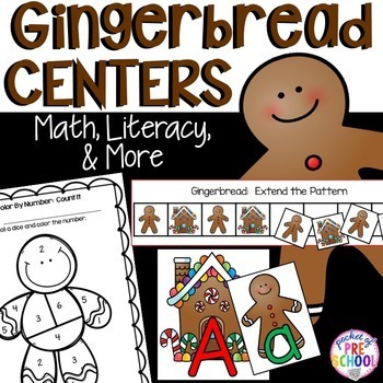 Preview of Gingerbread Math, Literacy, & MORE Centers for Preschool, Pre-K, & Kindergarten
