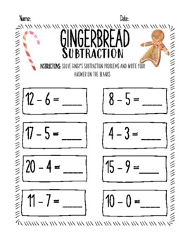 Preview of Gingerbread Math Packet - Addition, Subtraction, and Multiplication Worksheets