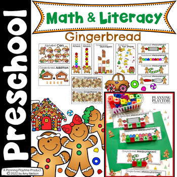 Preview of Gingerbread Math and Literacy Centers Preschool