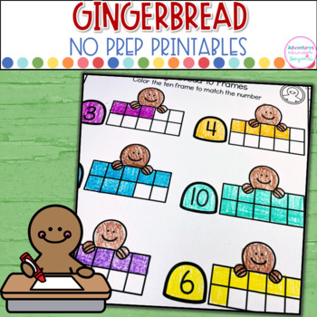 Preview of Gingerbread Math and Literacy Christmas No Prep Holiday Kindergarten Printables
