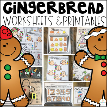 Preview of Preschool Gingerbread Man Activities Math and Literacy Worksheets December