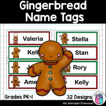 Preview of Gingerbread Desk Name Tags - Editable