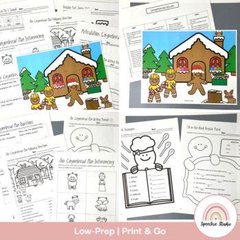 Gingerbread No Prep Language and Articulation Activities for Speech Therapy