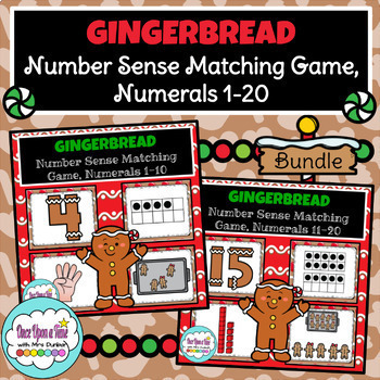 Preview of Gingerbread Number Sense Matching Game, Numerals, 1-20 | Gingerbread Math Center