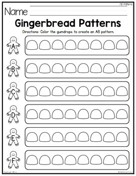 gingerbread pattern cards ab abc abb aab gumdrop math tpt