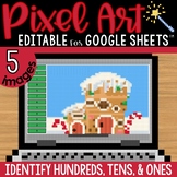 Gingerbread Pixel Art Math Christmas: Place Value Identify