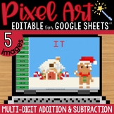 Gingerbread Pixel Art Math for Christmas: Multi-Digit Addi
