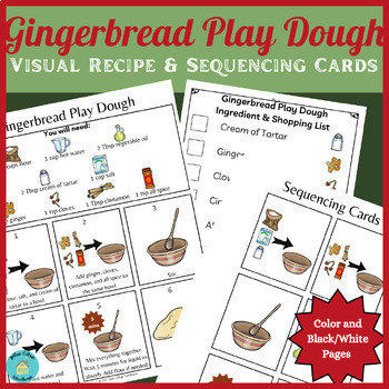 Preview of Gingerbread Play Dough Visual Recipe & Sequencing Cards