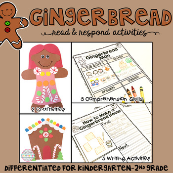 Preview of Gingerbread: Reading Comprehension, Writing and Craftivities