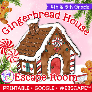 Preview of Gingerbread House Reading Escape Room - 4th & 5th Grade Christmas Activity ELA