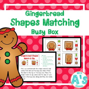 Gingerbread Shapes Matching Busy Box by Mrs A's Room | TpT