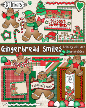 Preview of Gingerbread Smiles Holiday Clip Art, Borders & Printables Download