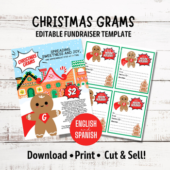 Preview of Gingerbread Superhero Candy Gram Fundraiser Template | PTO PTA Flyer