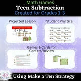 Gingerbread Teen Subtraction Lesson, Practice & Games usin