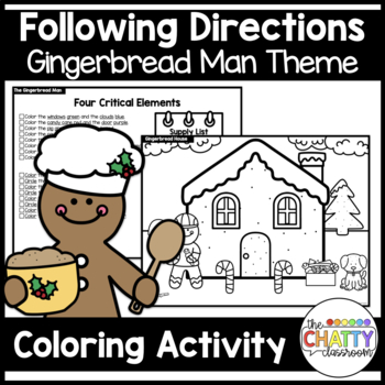 Preview of Gingerbread Theme Following Directions Coloring Set