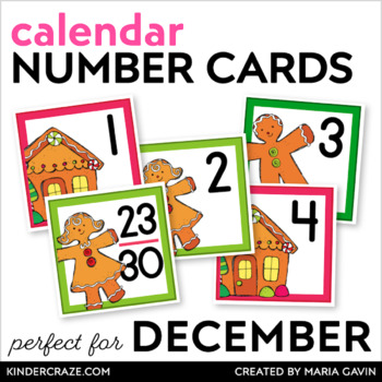 Preview of December Calendar Numbers - Gingerbread Theme Number Cards for Christmas
