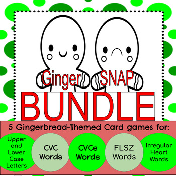 Preview of Gingerbread-Themed Literacy Games (letters, CVC, CVCe, FLSZ, Irregular Words)