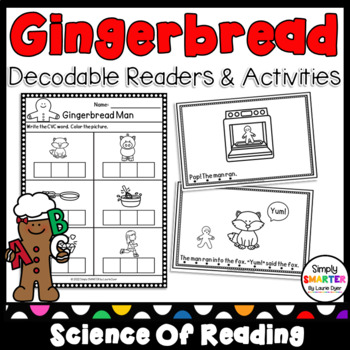 Preview of Gingerbread Themed Science Of Reading Decodable Readers With Activities