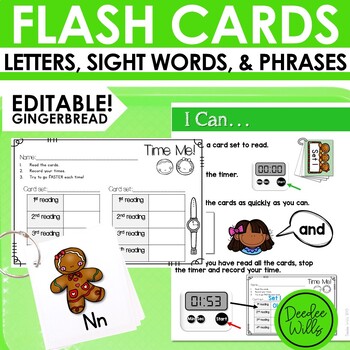 Preview of Gingerbread Man Sight Words Flash Cards Alphabet Flash Cards & Fluency Sentences