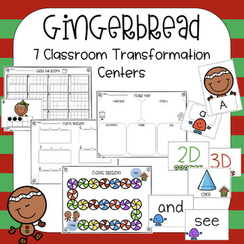 Preview of Gingerbread Transformation Room Centers | Kinder Math & Literacy
