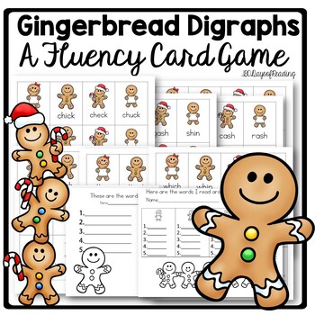 Preview of Gingerbread Winter Christmas Digraph Decodable Reading Fluency Center Game