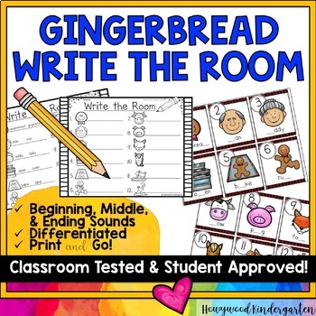 Preview of Gingerbread Write the Room : 3 differentiated recording sheets : 12 cards : FUN!