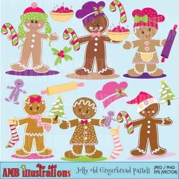 Preview of Christmas Gingerbread clipart, Gingerbread cookies digital clipart AMB-378