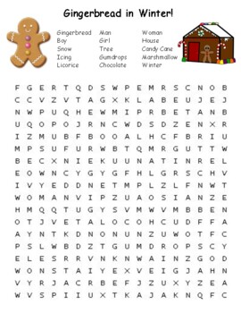 Gingerbread in Winter Word Search by ENL With Ms Burley | TPT