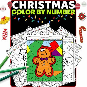 Preview of Gingerbread man Color By Number Coloring Pages, winter coloring sheets for kids