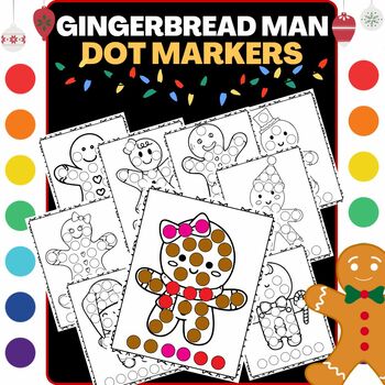 Preview of Gingerbread man Dot markers,Bingo dabbers ,Winter coloring pages for toddlers