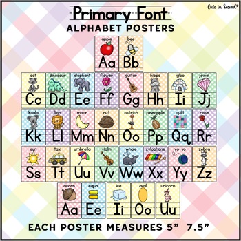 Gingham Alphabet Posters - Primary Print By Cute In Second 