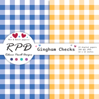 Gingham Rainbow Colours Digital Paper Set/ Backgrounds | TPT