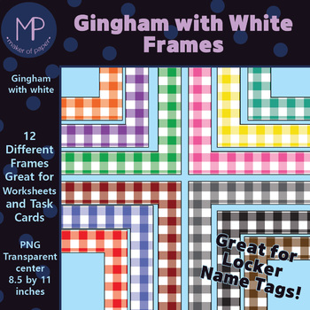 Preview of Gingham with White Frames for Task Cards & More