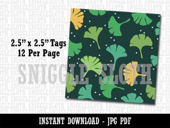 Preview of Gingko Biloba Leaves Pattern Cookie Gift Bag Tag Printable Digital Download