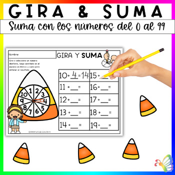 Preview of Gira & Suma con los números del 0 al 99 - Spin & Sum - Sumar - Addition