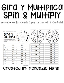 Preview of Gira Y Multiplica - Spin & Multiply in Spanish!