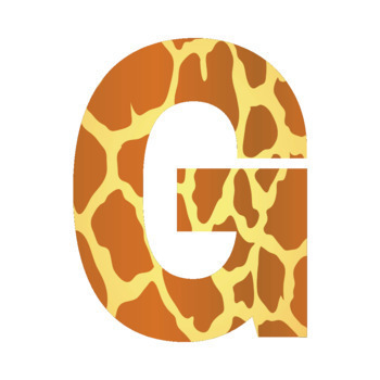 giraffe animal print lettering letters and numbers font clip art