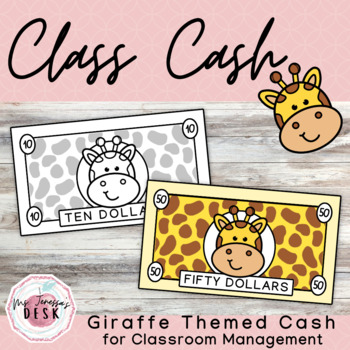 Preview of Giraffe Class Cash: Themed Money for Classroom Economy