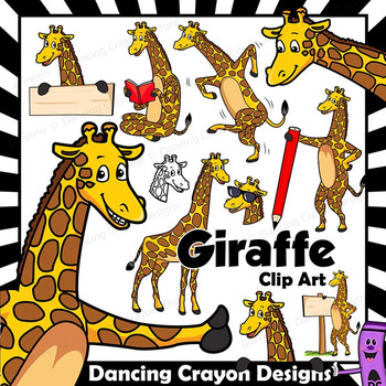 Preview of Giraffe Clip Art with Signs - letter G in Alphabet Animal Series
