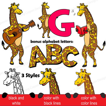 Alphabet Animal Big Giraffe Letter Gg On A White Preschool