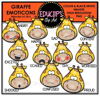 Preview of Giraffe Emoticons Clip Art Bundle  {Educlips Clipart}