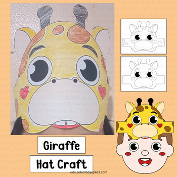 Preview of Giraffe Hat Craft Zoo Animals Activities Safari Crown Headband Writing Coloring