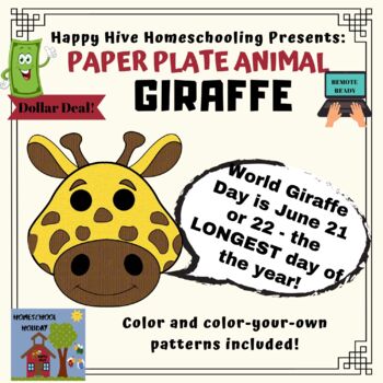 Paper Plate Animal Craft Giraffe World Giraffe Day June Tpt