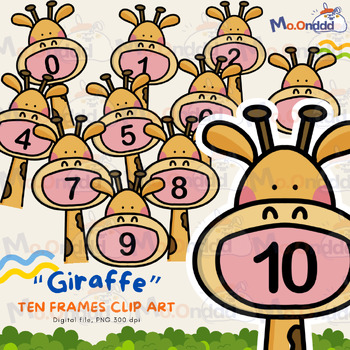 Preview of Giraffe Ten frame template, Giraffe Ten frame clipart
