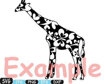Giraffe flower Safari Monogram Circle svg Silhouette school