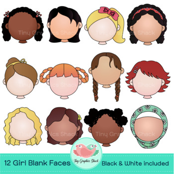 Preview of Girl Blank Faces Clip Art