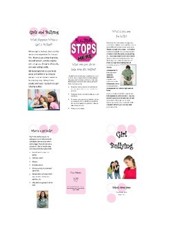 Preview of Girl Bullying Brochure--Able to be personalized to your school