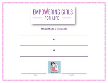 Preview of Girl Empowerment / Girl Power Certificate (Club or After School Activities)